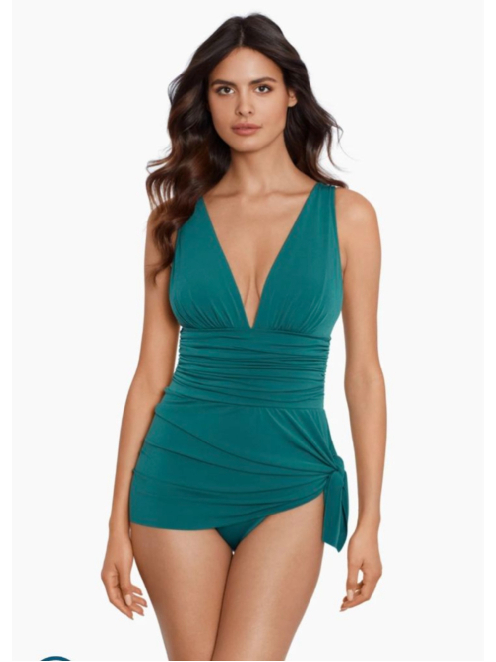 Women's MAGICSUIT Teal Plunge Neck One Piece Swimsuit Size 16